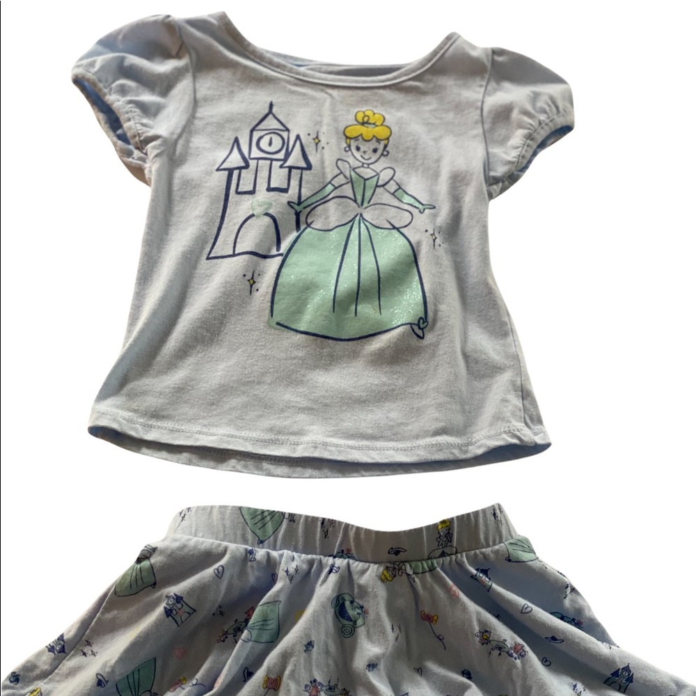 Disney Cinderella light blue princess shirt and skirt/skort set 2T